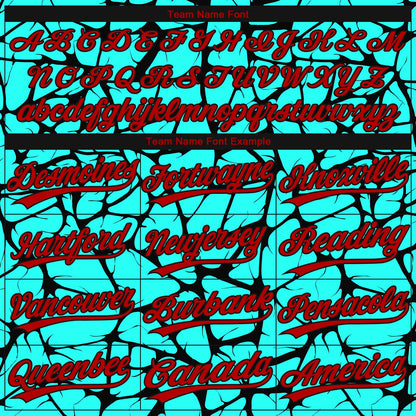 Custom Teal Red-Black 3D Pattern Design Authentic Baseball Jersey - Sky-Custom