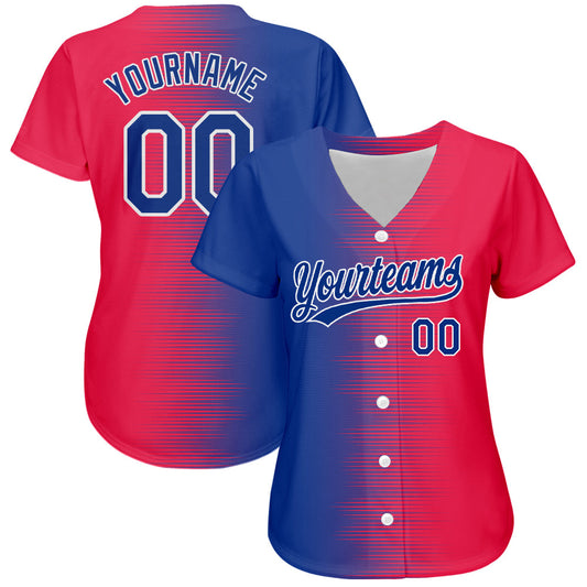 Custom Red Royal-White 3D Pattern Design Authentic Baseball Jersey - Sky-Custom