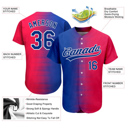 Custom Red Royal-White 3D Pattern Design Authentic Baseball Jersey - Sky-Custom