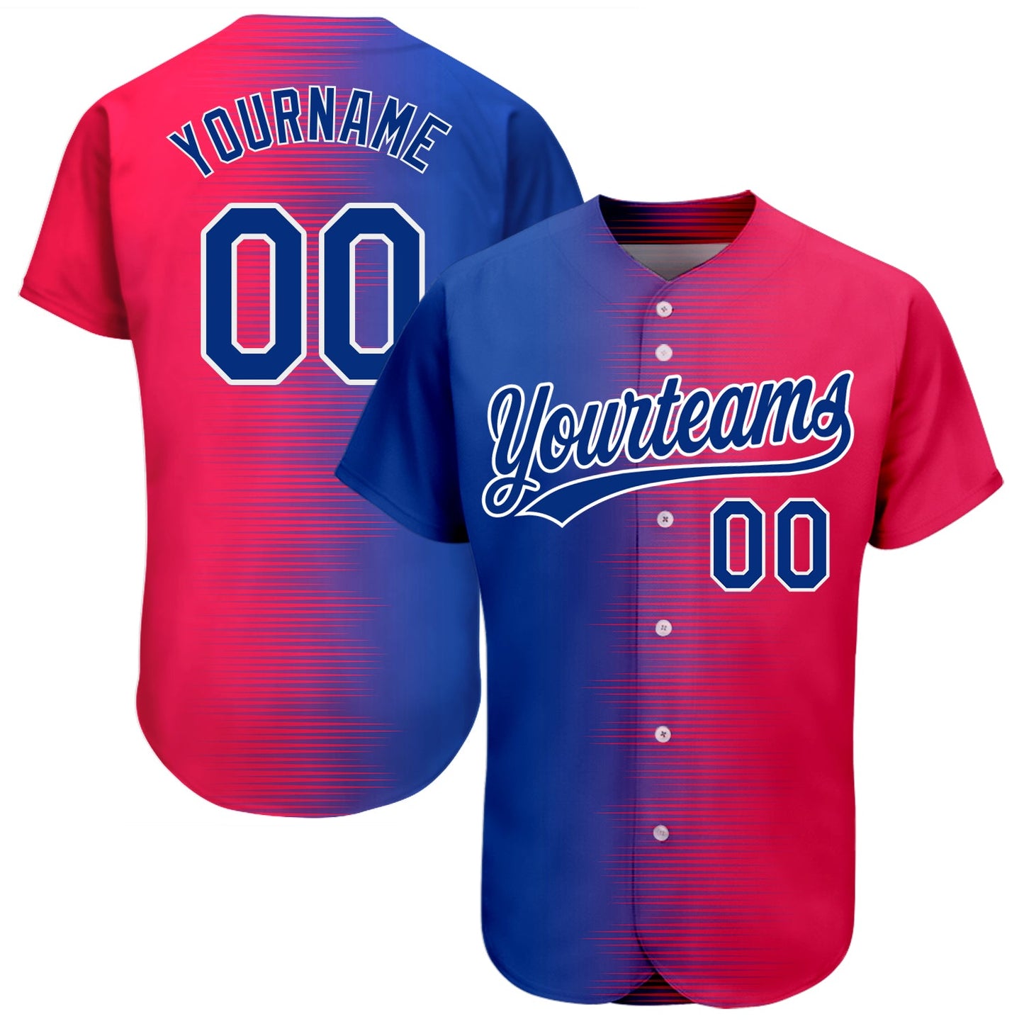 Custom Red Royal-White 3D Pattern Design Authentic Baseball Jersey - Sky-Custom