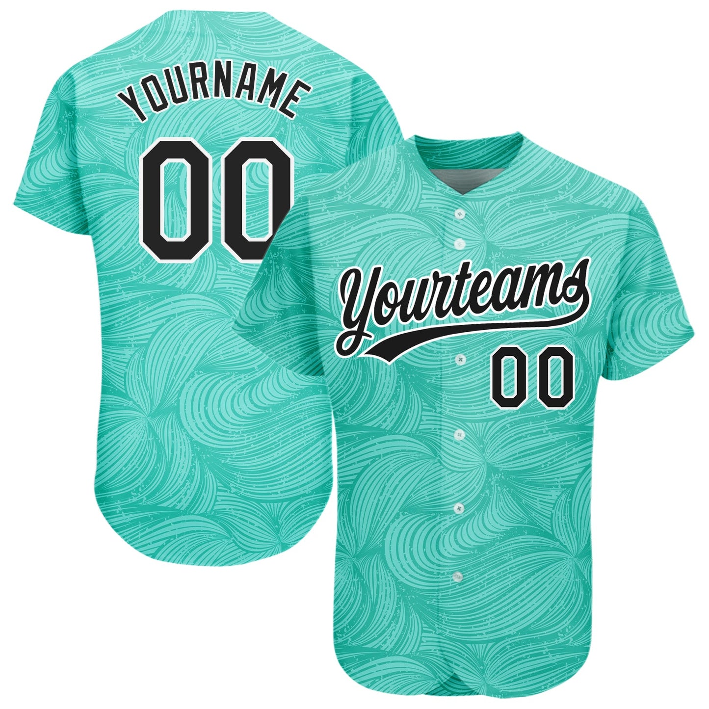 Custom Teal Black-White 3D Pattern Design Authentic Baseball Jersey - Sky-Custom