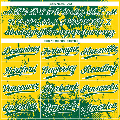 Custom Gold Green-White 3D Pattern Design Authentic Baseball Jersey - Sky-Custom