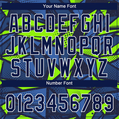 Custom Navy Navy-Neon Green 3D Pattern Design Authentic Baseball Jersey - Sky-Custom