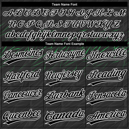 Custom Black Black White-Neon Green 3D Pattern Design Authentic Baseball Jersey - Sky-Custom