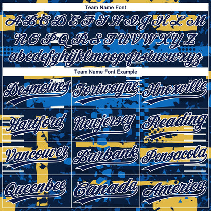 Custom Navy Navy-Gold 3D Pattern Design Authentic Baseball Jersey - Sky-Custom