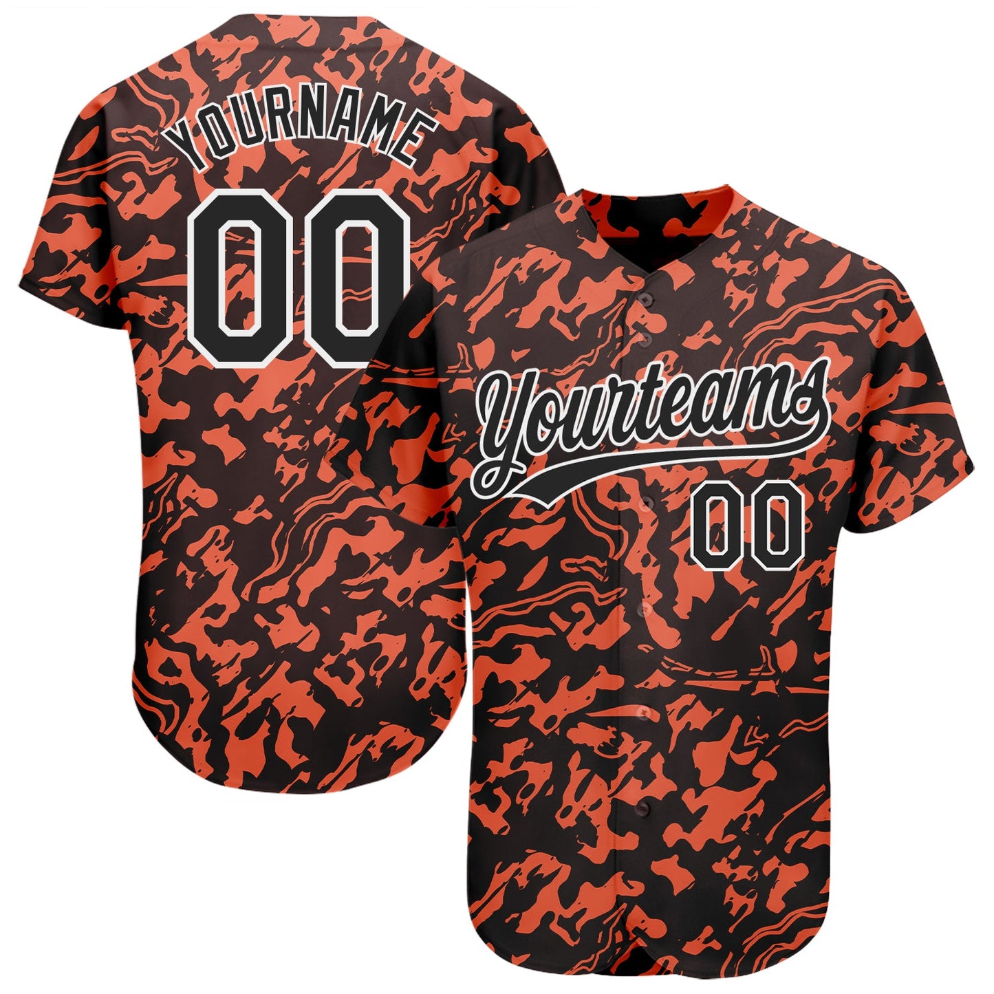 Custom Orange Black-White 3D Pattern Design Authentic Baseball Jersey - Sky-Custom