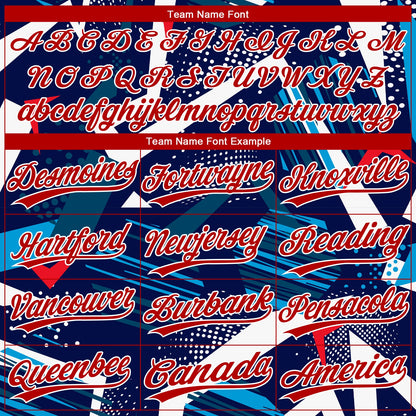 Custom Navy Red-White 3D Pattern Design Authentic Baseball Jersey - Sky-Custom