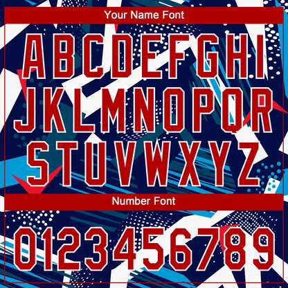 Custom Navy Red-White 3D Pattern Design Authentic Baseball Jersey - Sky-Custom