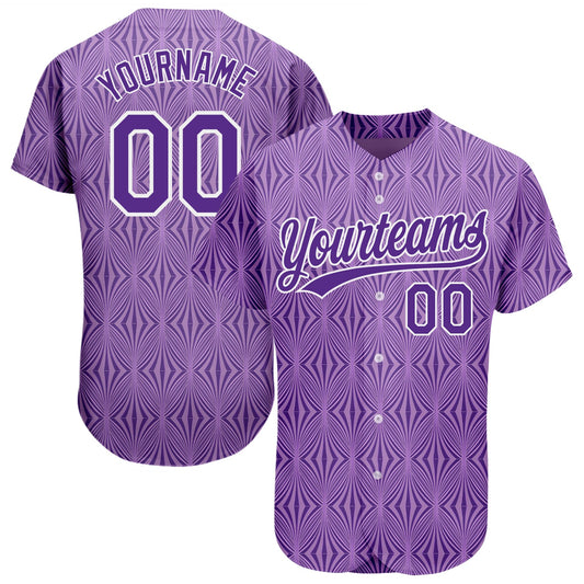 Custom Purple Purple-White 3D Pattern Design Authentic Baseball Jersey - Sky-Custom