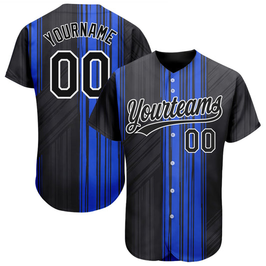 Custom Royal Black-White 3D Pattern Design Authentic Baseball Jersey - Sky-Custom