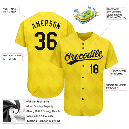 Custom Gold Black 3D Pattern Design Authentic Baseball Jersey - Sky-Custom