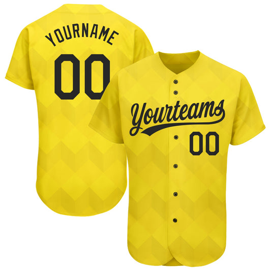 Custom Gold Black 3D Pattern Design Authentic Baseball Jersey - Sky-Custom