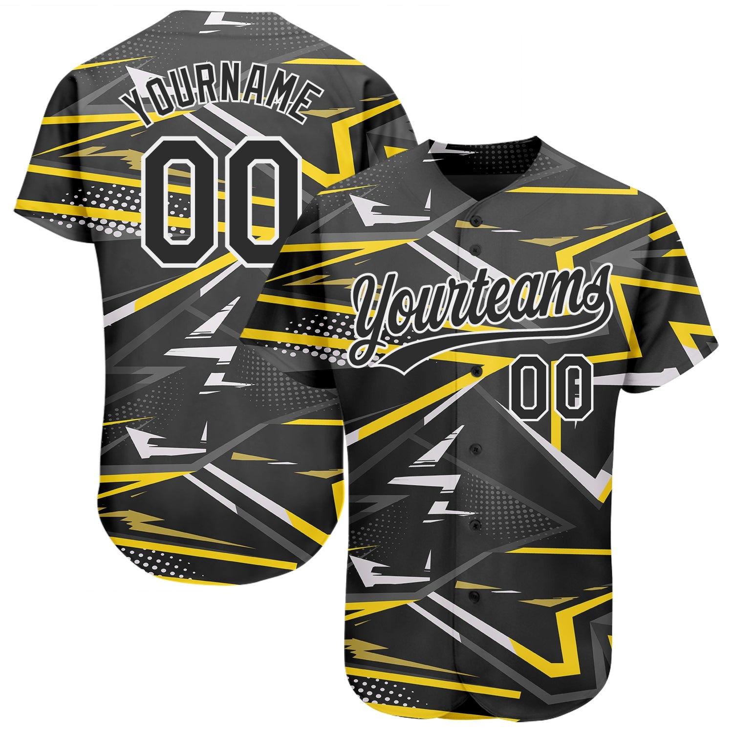 Custom Black Black-Gold 3D Pattern Design Authentic Baseball Jersey - Sky-Custom