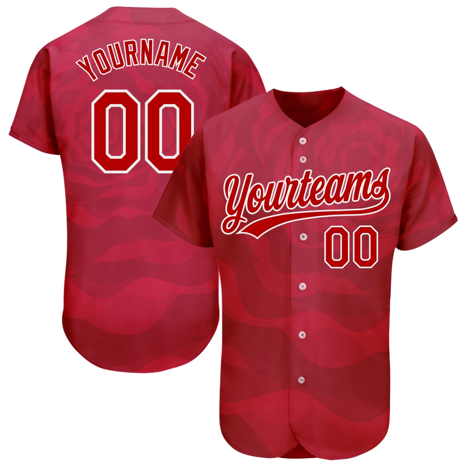 Custom Red Red-White 3D Pattern Design Authentic Baseball Jersey - Sky-Custom