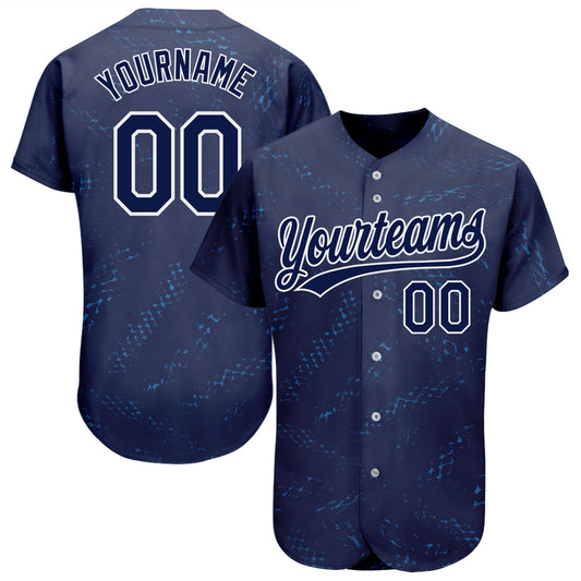 Custom Navy Navy-Black 3D Pattern Design Authentic Baseball Jersey - Sky-Custom