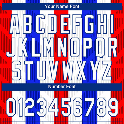 Custom White White Royal-Red 3D Pattern Design Authentic Baseball Jersey - Sky-Custom