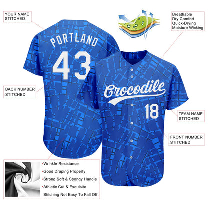 Custom Royal White 3D Pattern Design Authentic Baseball Jersey - Sky-Custom