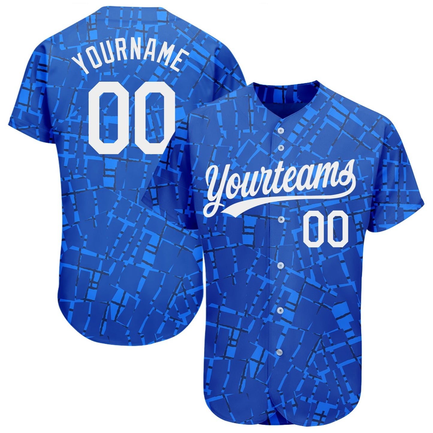 Custom Royal White 3D Pattern Design Authentic Baseball Jersey - Sky-Custom