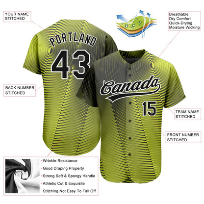 Custom Gold Black-White 3D Pattern Design Authentic Baseball Jersey - Sky-Custom