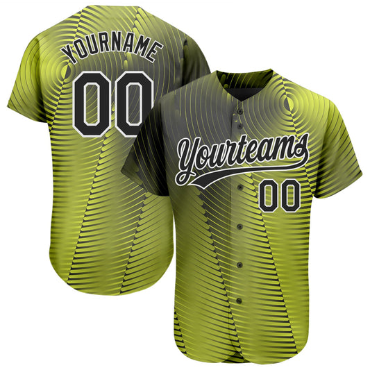Custom Gold Black-White 3D Pattern Design Authentic Baseball Jersey - Sky-Custom
