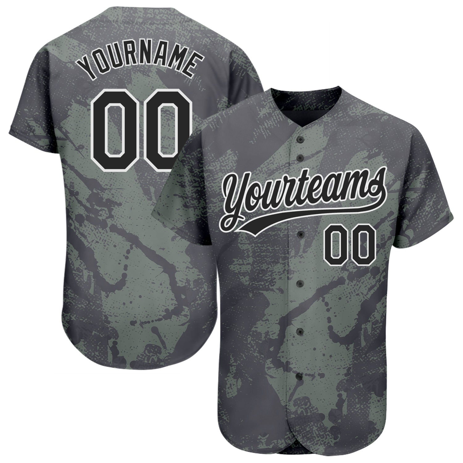 Custom Olive Black-White 3D Pattern Design Authentic Salute To Service Baseball Jersey - Sky-Custom