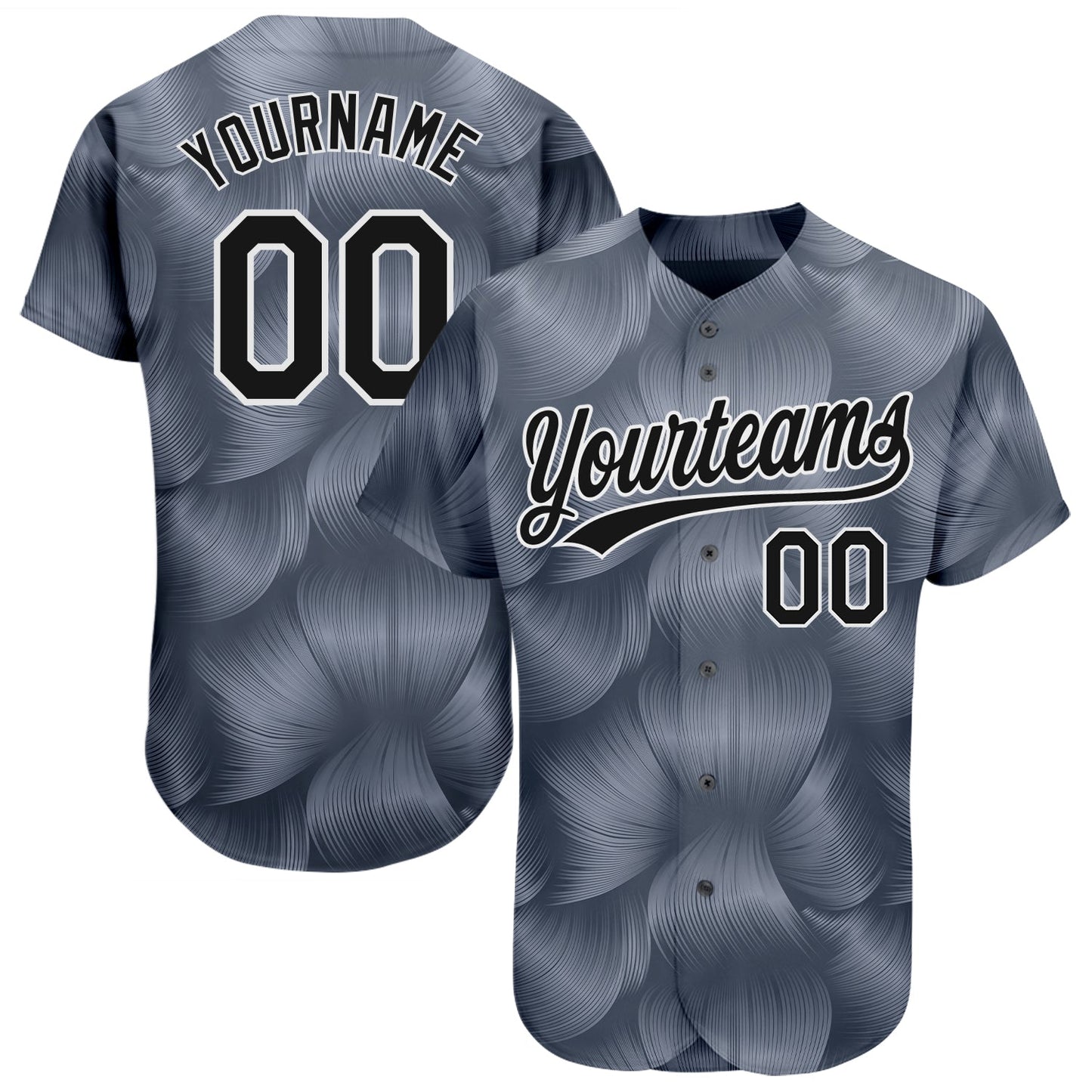 Custom Steel Gray Black-White 3D Pattern Design Authentic Baseball Jersey - Sky-Custom