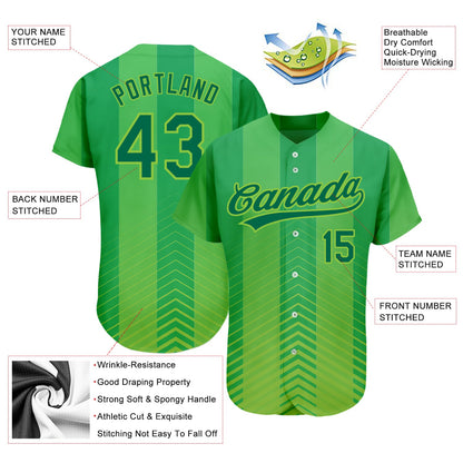 Custom Neon Green Kelly Green 3D Pattern Design Authentic Baseball Jersey - Sky-Custom