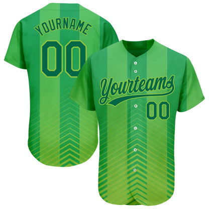Custom Neon Green Kelly Green 3D Pattern Design Authentic Baseball Jersey - Sky-Custom