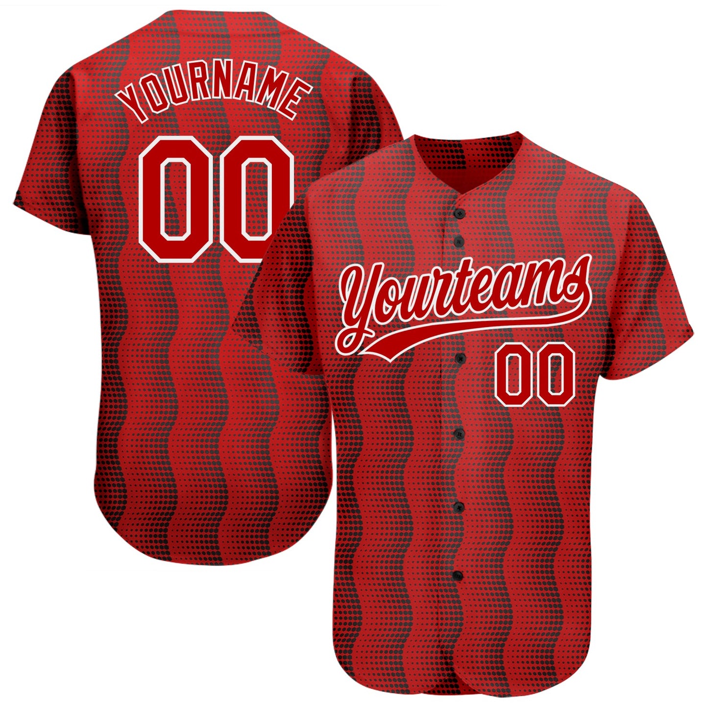 Custom Red Red-White 3D Pattern Design Authentic Baseball Jersey - Sky-Custom