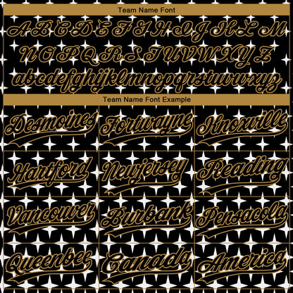 Custom Black Black-Old Gold 3D Pattern Design Authentic Baseball Jersey - Sky-Custom