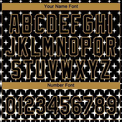 Custom Black Black-Old Gold 3D Pattern Design Authentic Baseball Jersey - Sky-Custom