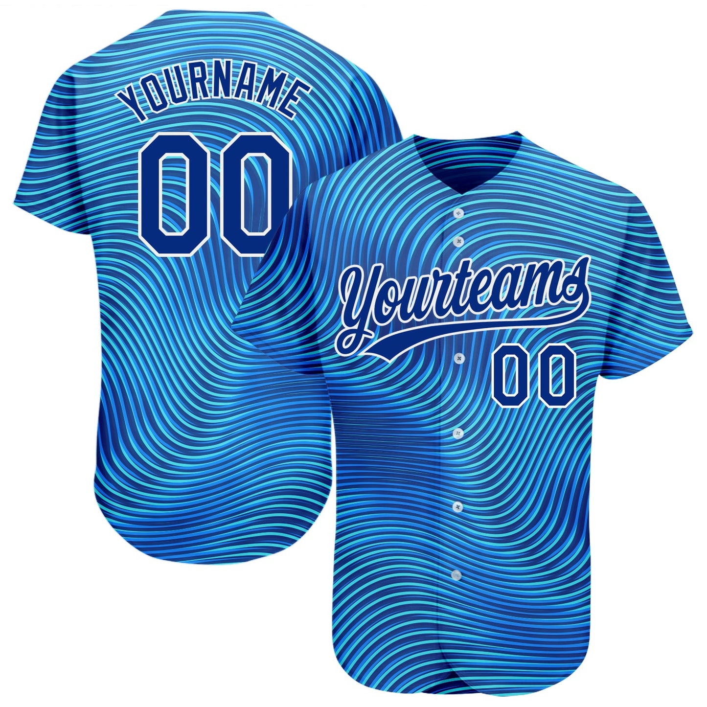Custom Light Blue Royal-White 3D Pattern Design Authentic Baseball Jersey - Sky-Custom