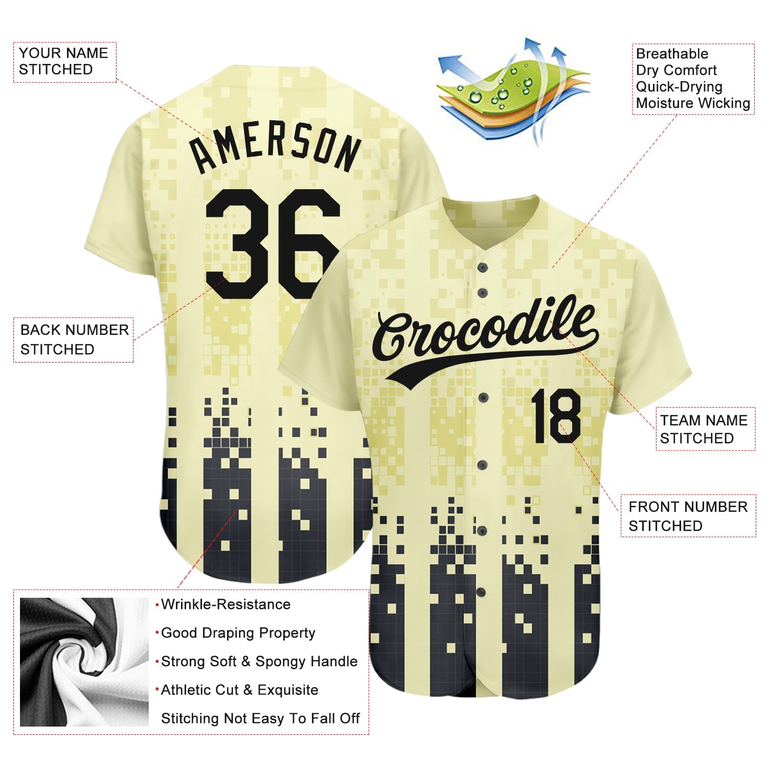 Custom Cream Black 3D Pattern Design Authentic Baseball Jersey - Sky-Custom