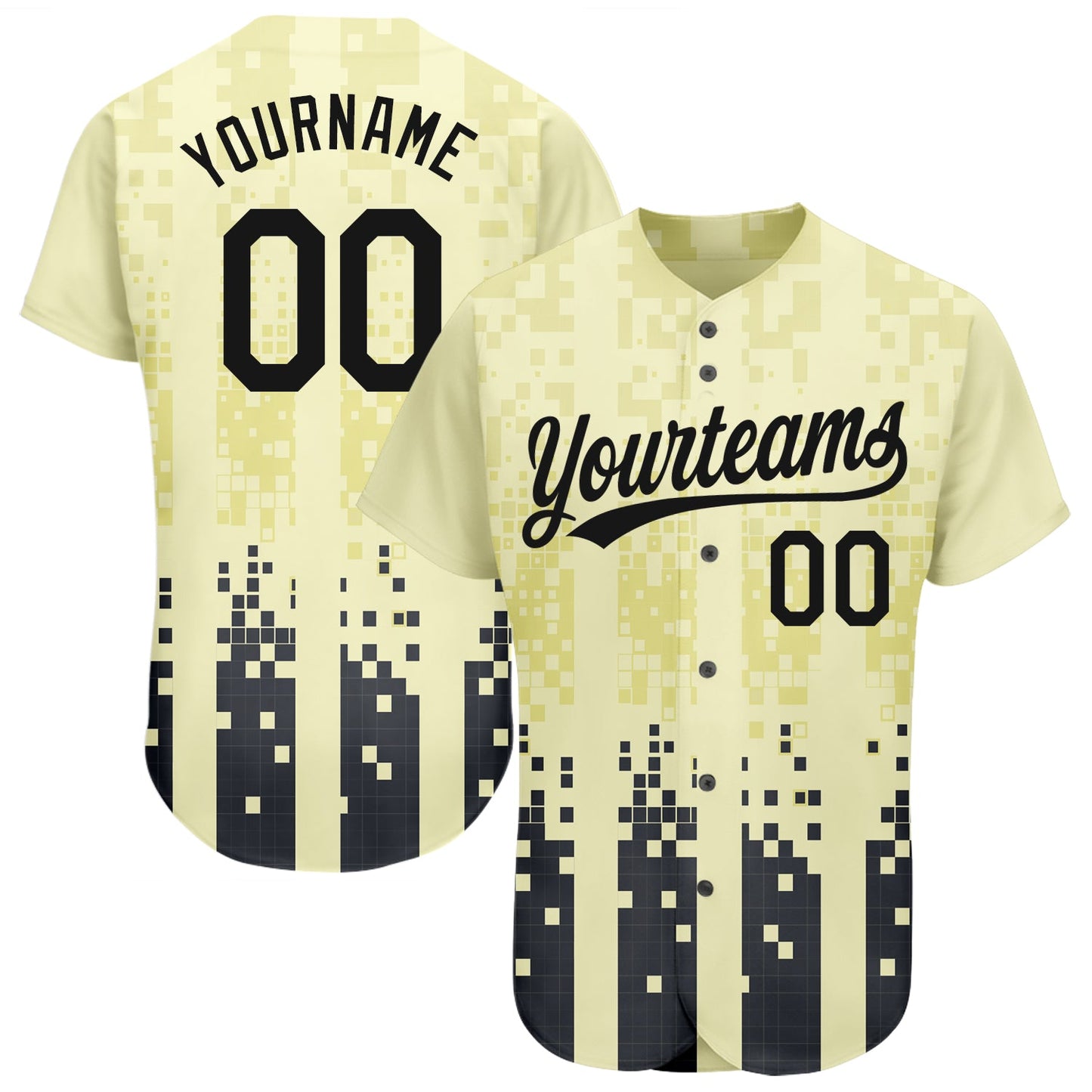 Custom Cream Black 3D Pattern Design Authentic Baseball Jersey - Sky-Custom