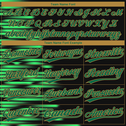 Custom Black Kelly Green-Old Gold 3D Pattern Design Authentic Baseball Jersey - Sky-Custom