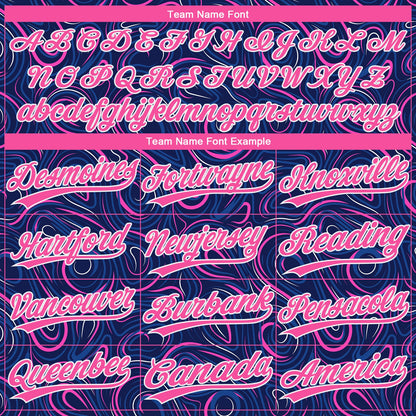 Custom Navy Pink-White 3D Pattern Design Authentic Baseball Jersey - Sky-Custom