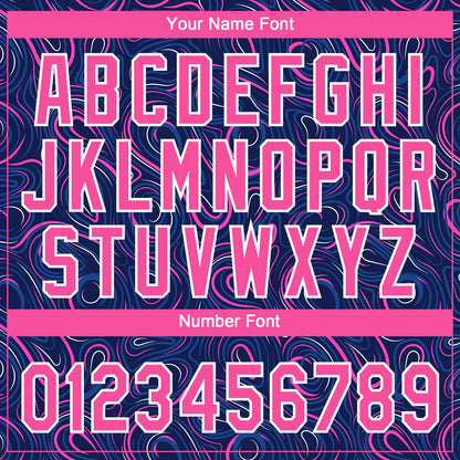 Custom Navy Pink-White 3D Pattern Design Authentic Baseball Jersey - Sky-Custom
