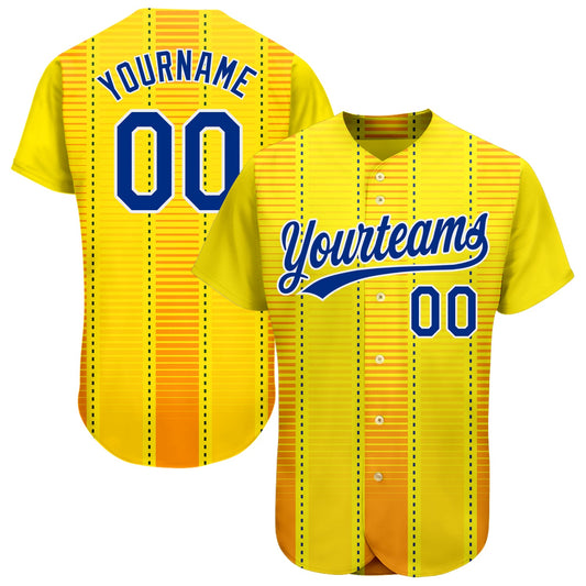Custom Gold Royal-Orange 3D Pattern Design Authentic Baseball Jersey - Sky-Custom
