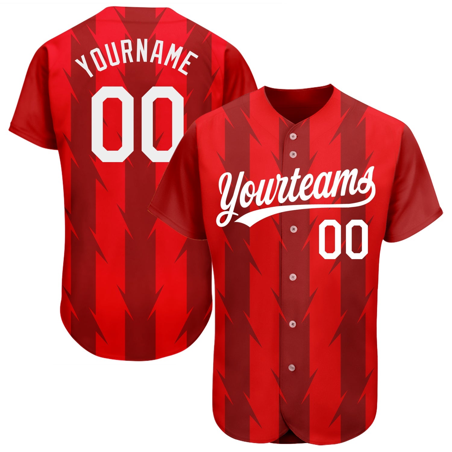 Custom Red White 3D Pattern Design Authentic Baseball Jersey - Sky-Custom