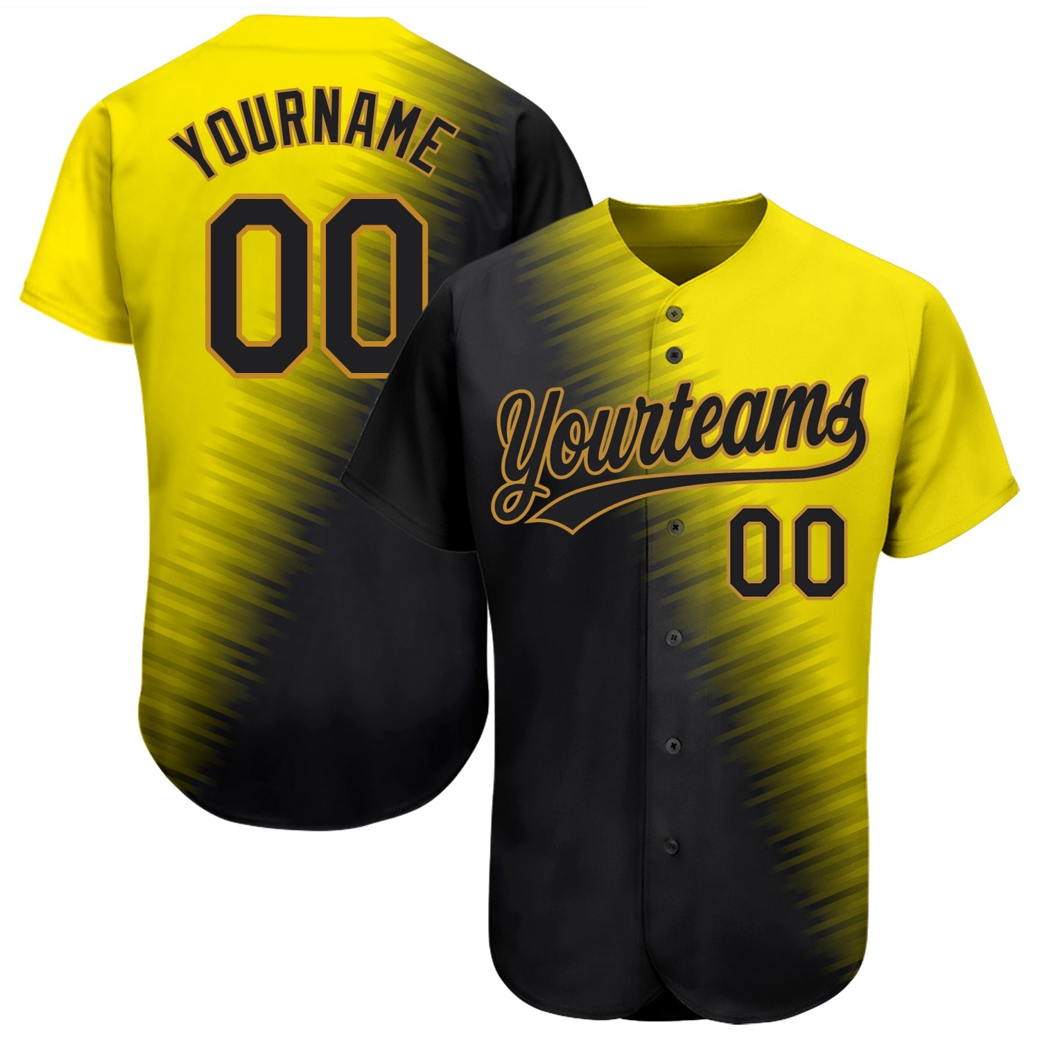 Custom Gold Black-Old Gold 3D Pattern Design Authentic Baseball Jersey - Sky-Custom