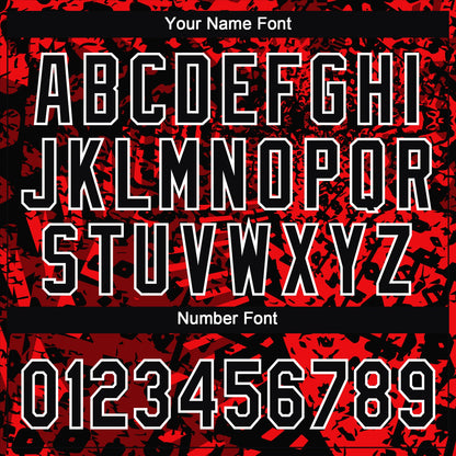 Custom Red Black-White 3D Pattern Design Authentic Baseball Jersey - Sky-Custom