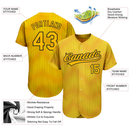 Custom Gold Gold-Black 3D Pattern Design Authentic Baseball Jersey - Sky-Custom
