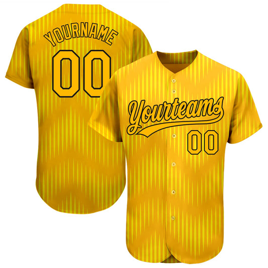 Custom Gold Gold-Black 3D Pattern Design Authentic Baseball Jersey - Sky-Custom