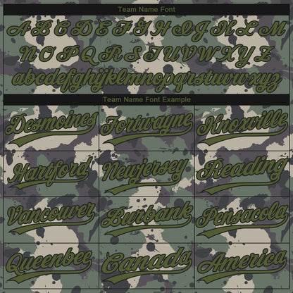 Custom Camo Olive-Black 3D Pattern Design Authentic Salute To Service Baseball Jersey - Sky-Custom