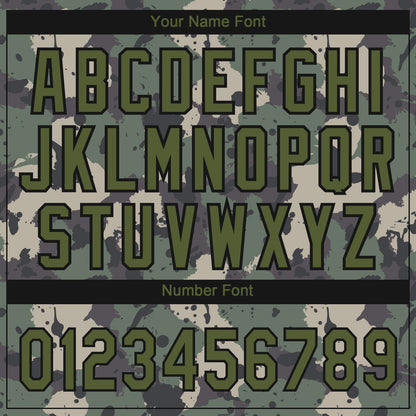 Custom Camo Olive-Black 3D Pattern Design Authentic Salute To Service Baseball Jersey - Sky-Custom