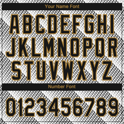 Custom White Black-Old Gold 3D Pattern Design Authentic Baseball Jersey - Sky-Custom