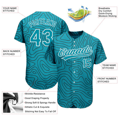 Custom Teal Teal-Black 3D Pattern Design Authentic Baseball Jersey - Sky-Custom
