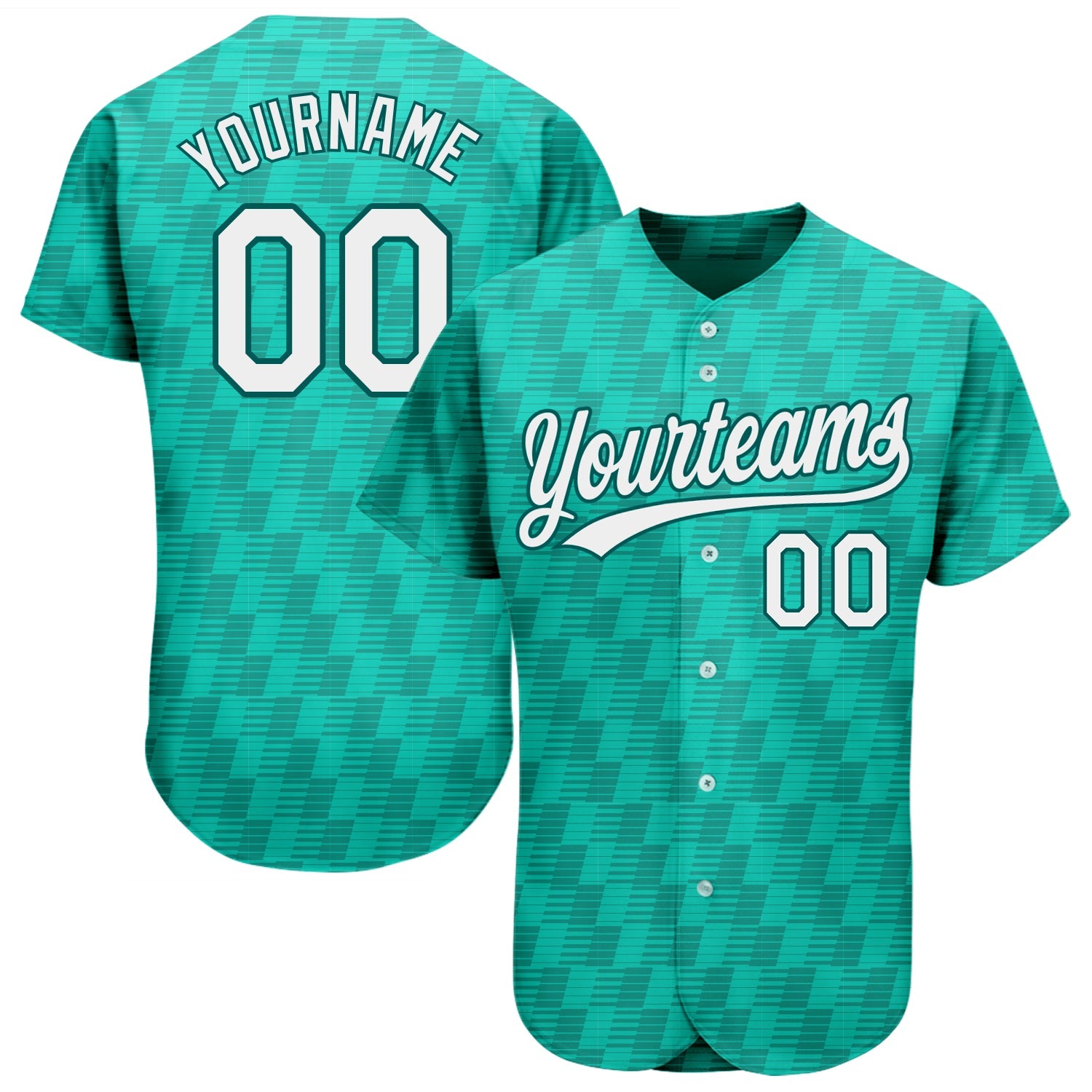 Custom Kelly Green White-Black 3D Pattern Design Authentic Baseball Jersey - Sky-Custom