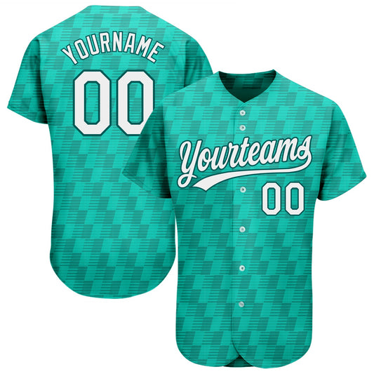Custom Kelly Green White-Black 3D Pattern Design Authentic Baseball Jersey - Sky-Custom