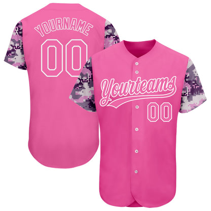 Custom Pink Pink-Camo 3D Pattern Design Authentic Baseball Jersey - Sky-Custom